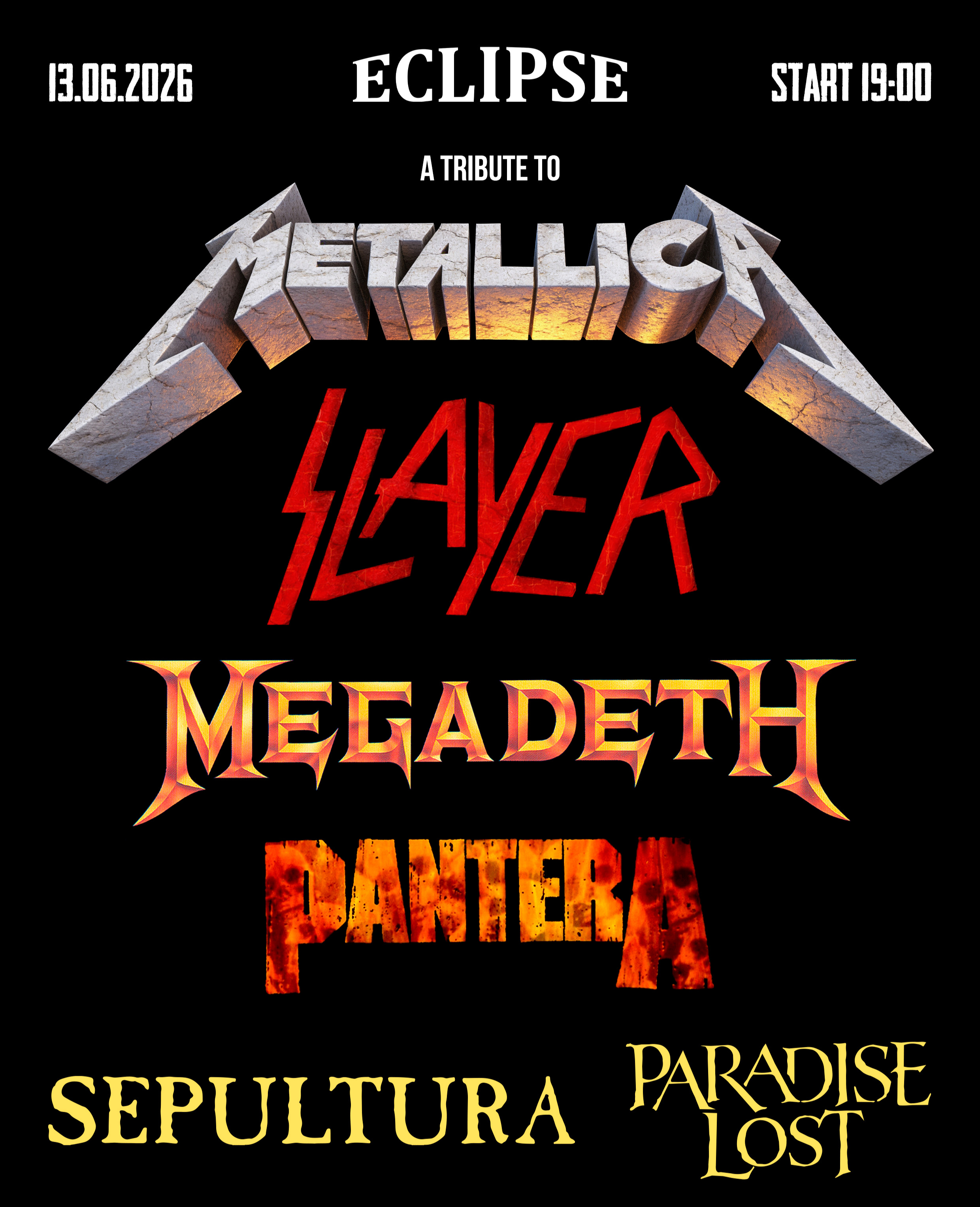 Metallica, Slayer, Megadeth, Pantera, Sepultura tribute | 13.06.2026 | Москва